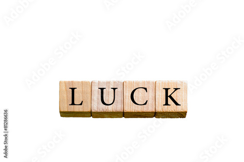 Word LUCK isolated on white background with copy space