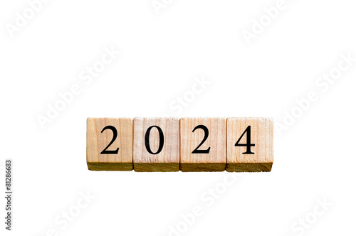 Year 2024 isolated on white background with copy space