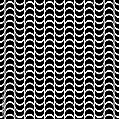Seamless Pattern Abstract Waves Black/White Retro