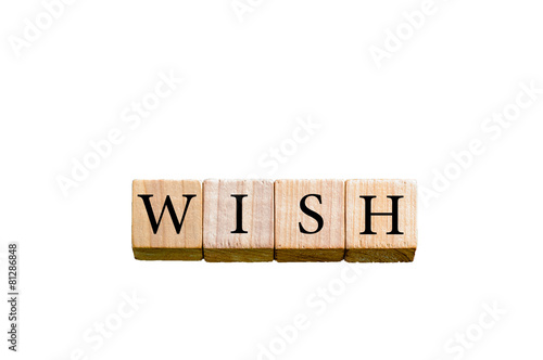 Word WISH isolated on white background with copy space
