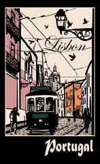 Typical architecture and tramway in Lisbon