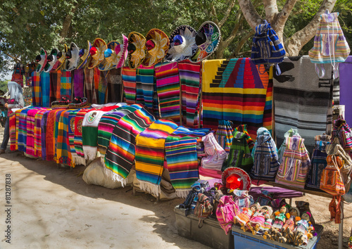 Bright colors of national mexican souvenirs