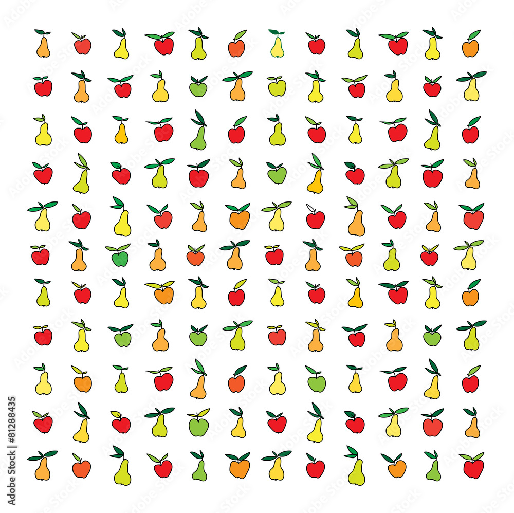 vector pattern with apples and pears vector pattern with apples and pears