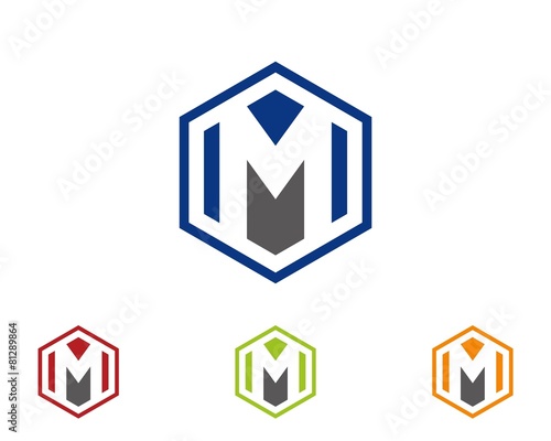 M hexagon logo icon template 1