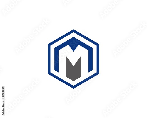 M hexagon logo icon template 1a
