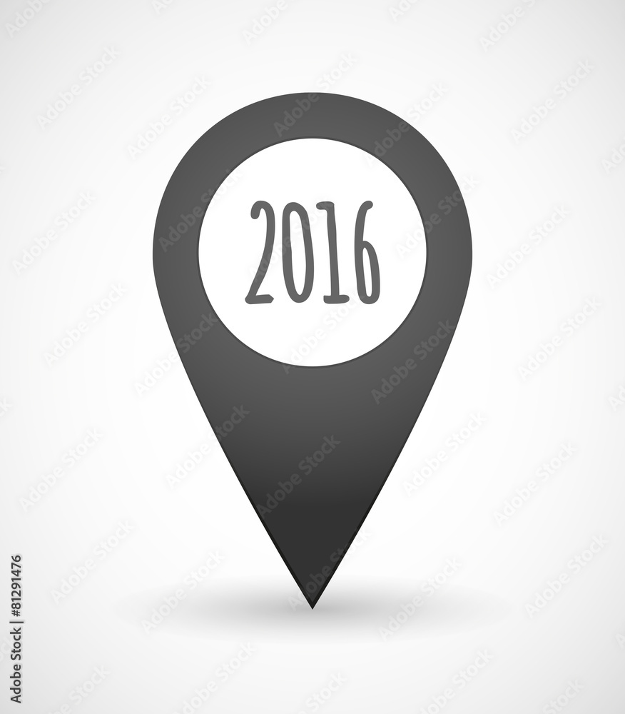 Map mark icon with a 2016 number Map mark icon with a 2016 number
