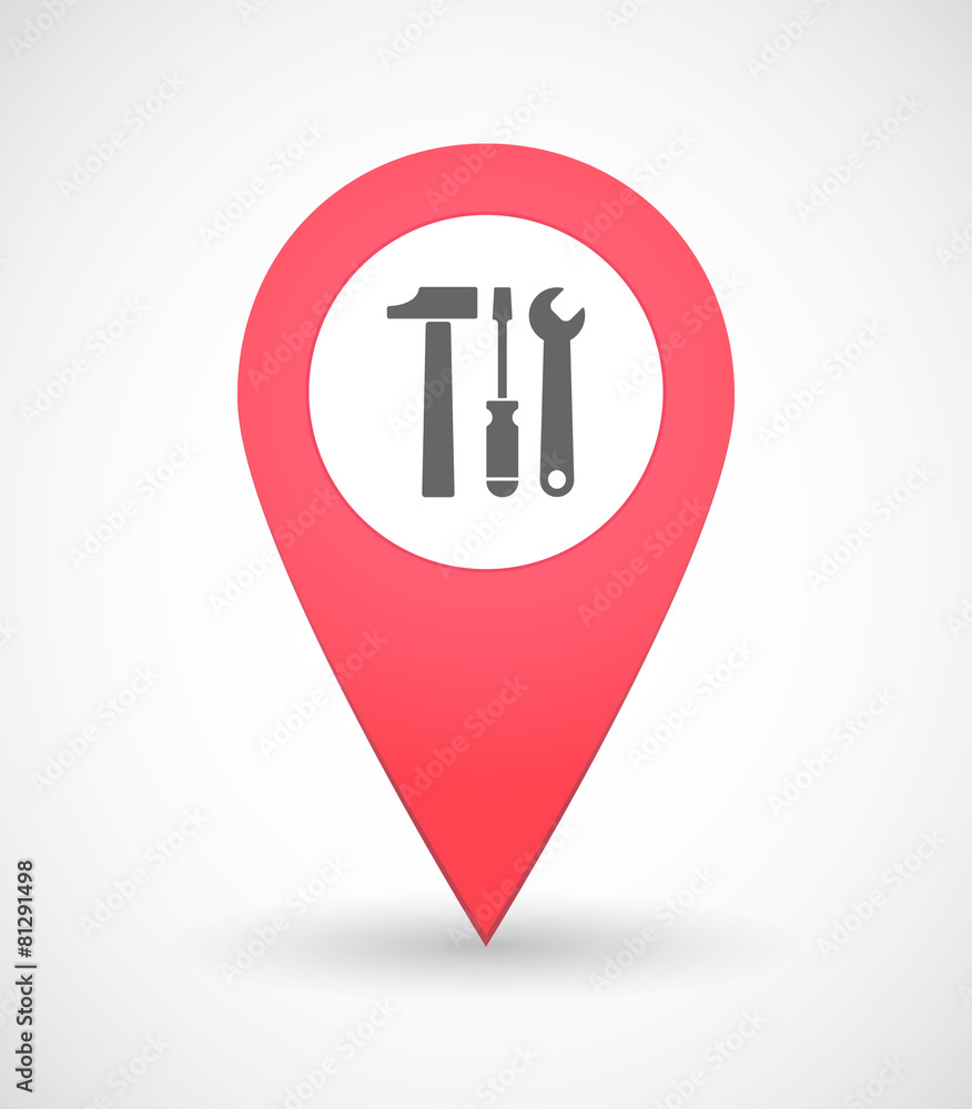Map mark icon with tools Map mark icon with tools