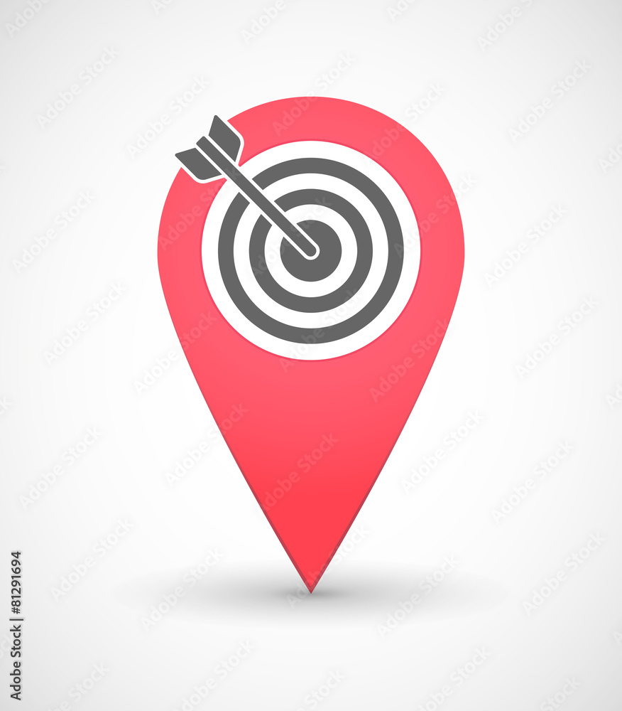 Map mark icon with a dart board Map mark icon with a dart board