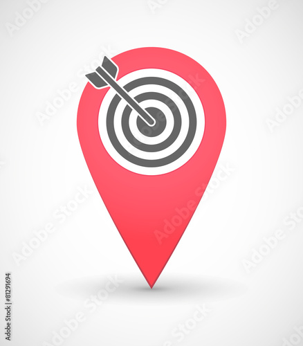 Map mark icon with a dart board