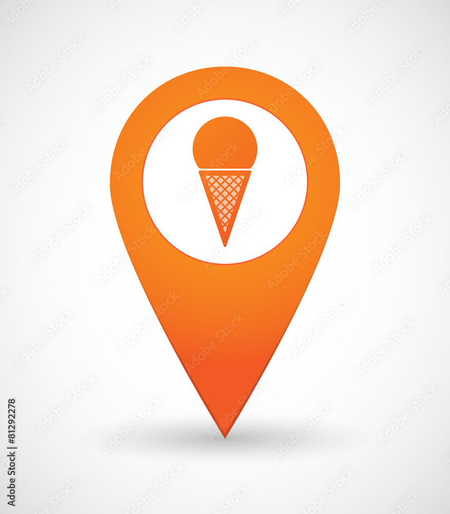 Map mark icon with an ice cream
