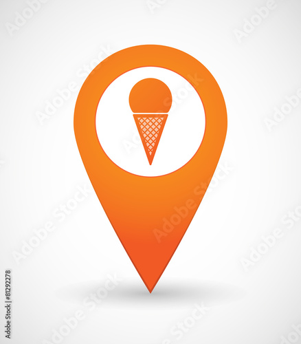 Map mark icon with an ice cream