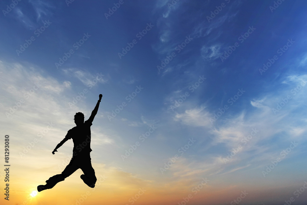 custom made wallpaper toronto digitalSilhouette of jumping man and beautiful sunset