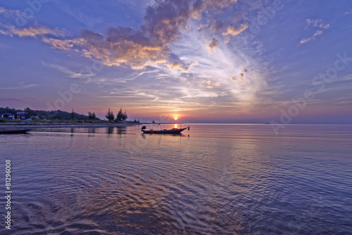 Boat at sunset in tropical Thailand