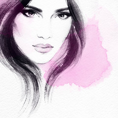 Leinwandbilder Aquarell Gesicht woman portrait .abstract watercolor  © Anna Ismagilova