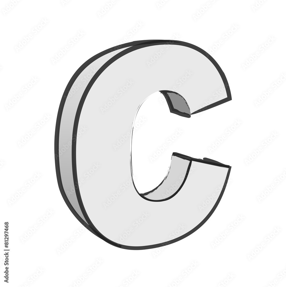 Retro 3d Alphabet C Text Vector