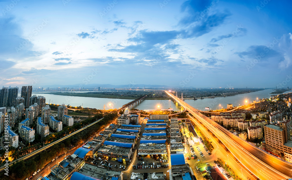 Fototapeta premium the night of modern bridge,