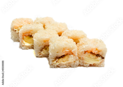 sweet sushi with banana and cheese