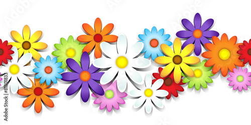 3D colorful daisy border