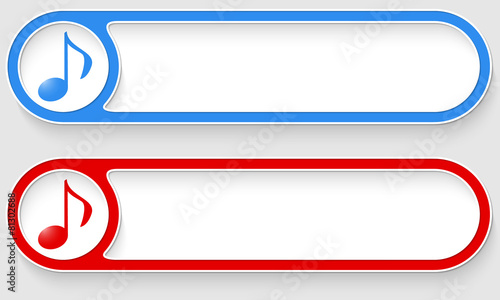 Blue and red vector abstract buttons and music icon