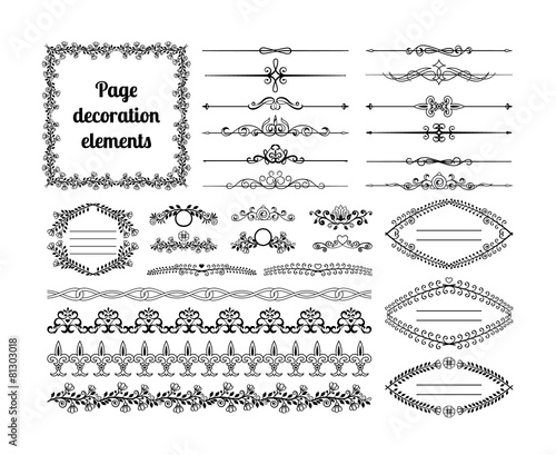 Calligraphic design elements for page decoration. Dividers