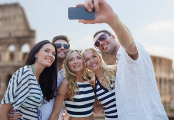 friends taking selfie with smartphone