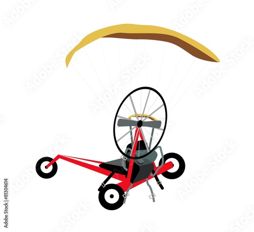 Paraglider or Paramotor on A White Background