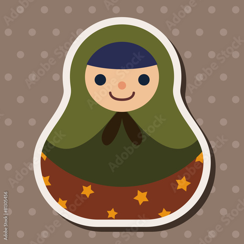 Matryoshka , Russian traditional wooden doll, vector pattern, fl