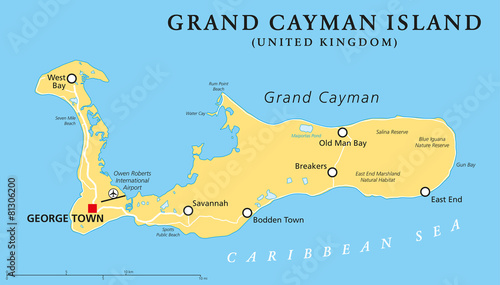Grand Cayman Island Political Map photo