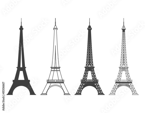 Fototapeta Eiffel Tower in Paris Vector Silhouette