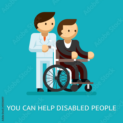 Disabled people help concept