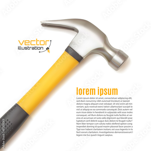 Background template with realistic hammer icon.