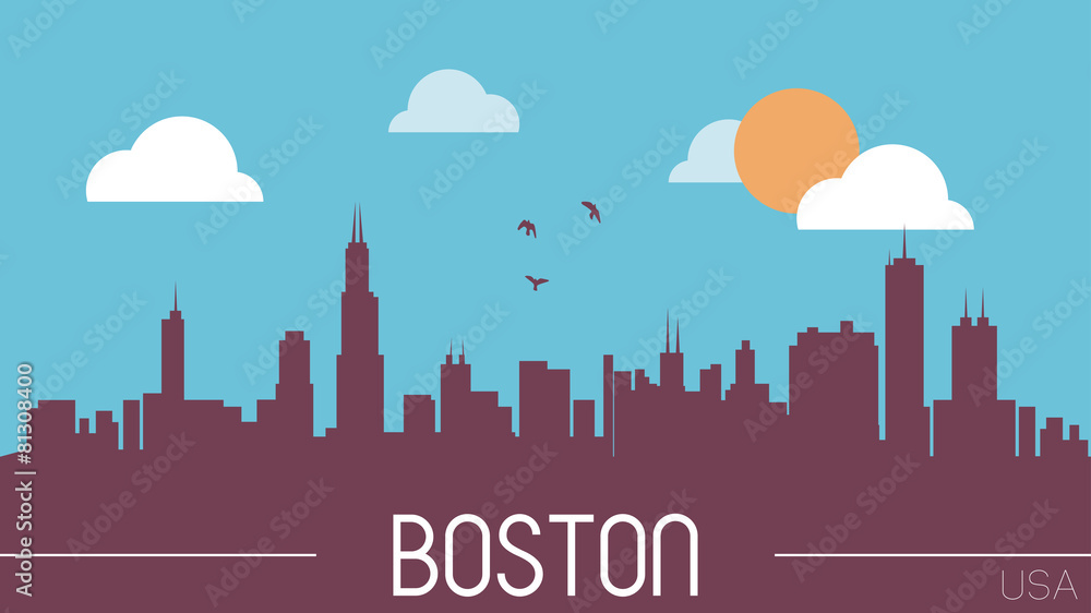 Boston USA skyline silhouette vector illustration