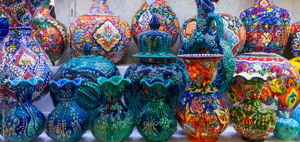 Fototapeta premium Classical Turkish ceramics on the market