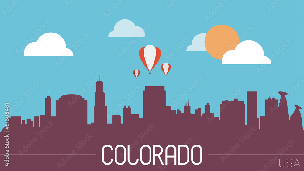 Colorado USA skyline silhouette flat design vector