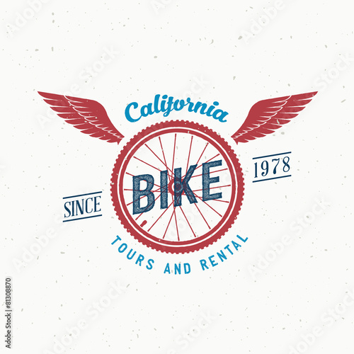 Retro Vector Bicycle Tours and Rental Label or Logo Design