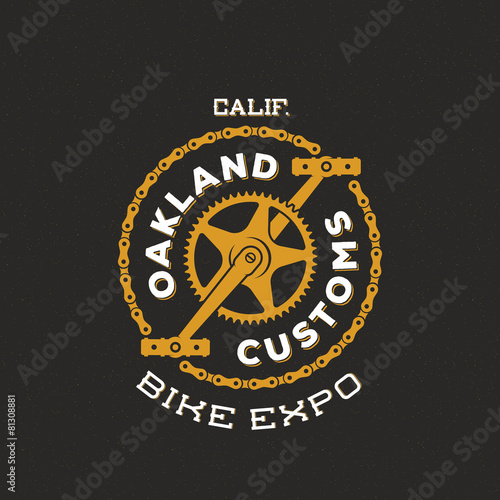 Retro Vector Bike Custom Show Expo Label or Logo Design