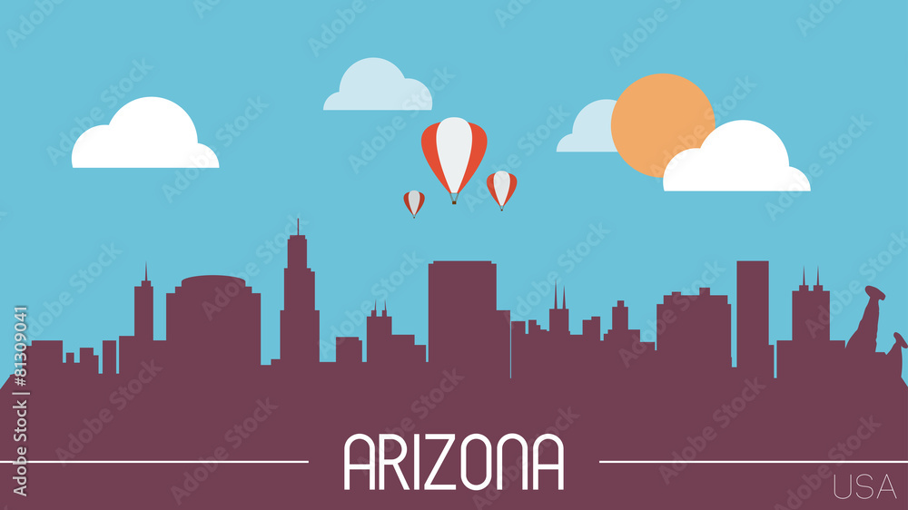 Arizona USA skyline silhouette flat design vector