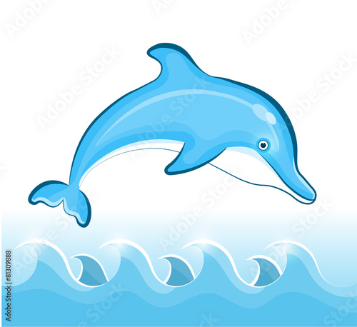 Swimming Dolphin. Vector illustration.