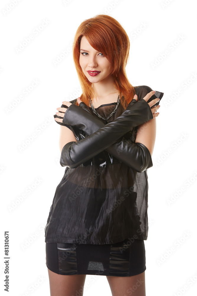 Beautiful red-haired woman in gothic outfit Beautiful red-haired woman in gothic outfit