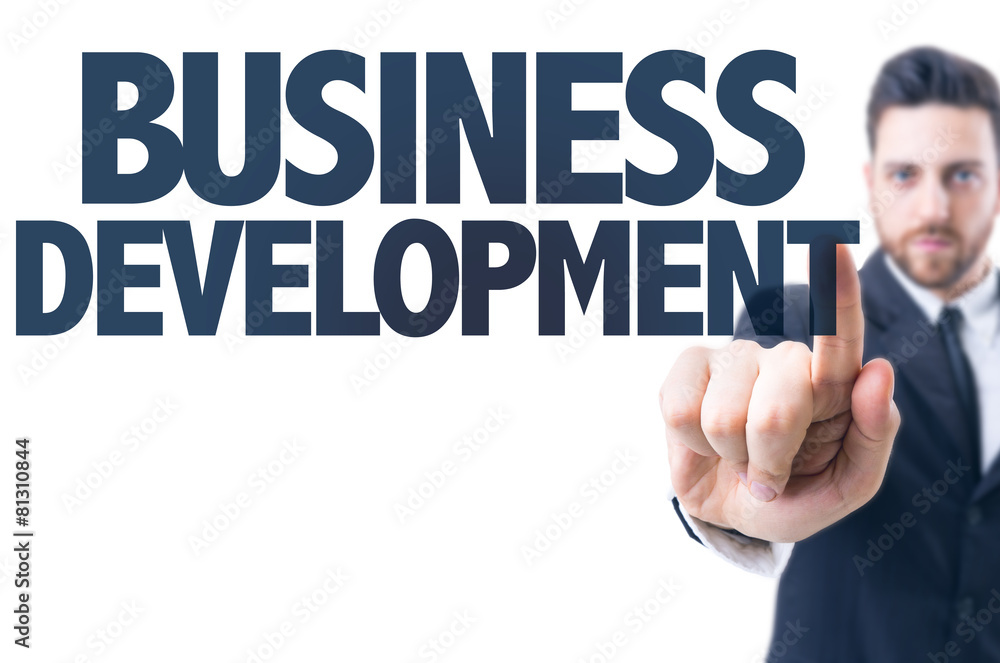 Business man pointing the text: Business Development Business man pointing the text: Business Development