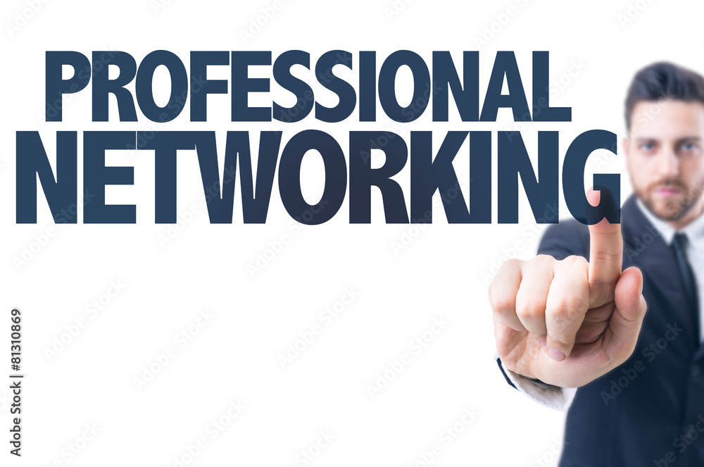 Business man pointing the text: Professional Networking Business man pointing the text: Professional Networking