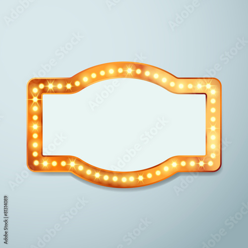 Retro bulb circus cinema light sign template