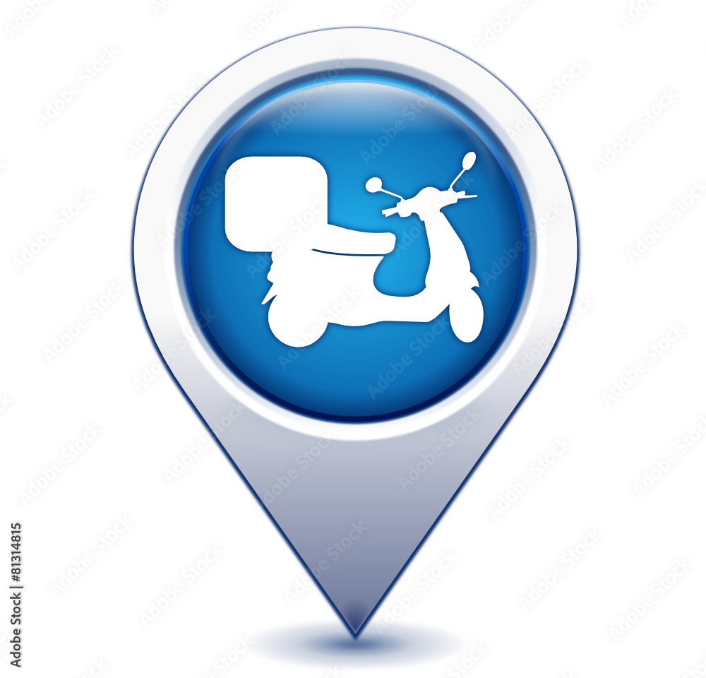 scooter de livraison sur marqueur géolocalisation bleu scooter de livraison sur marqueur géolocalisation bleu