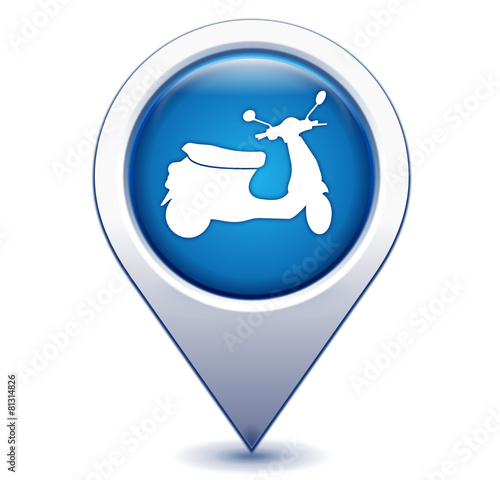 scooter sur marqueur géolocalisation bleu