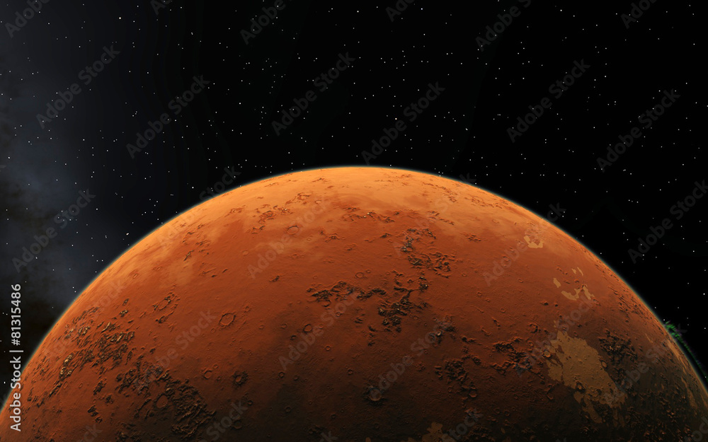 Naklejka premium Mars Scientific illustration - planetary landscape