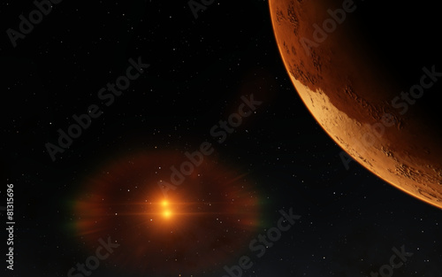 Fototapeta Naklejka Na Ścianę i Meble -  Mars  Scientific illustration -  planetary landscape