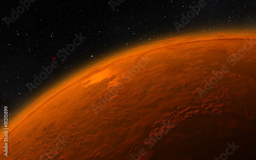Mars Scientific illustration - planetary landscape