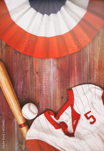 Baseball Background With Team Jersey, Ball And Bat