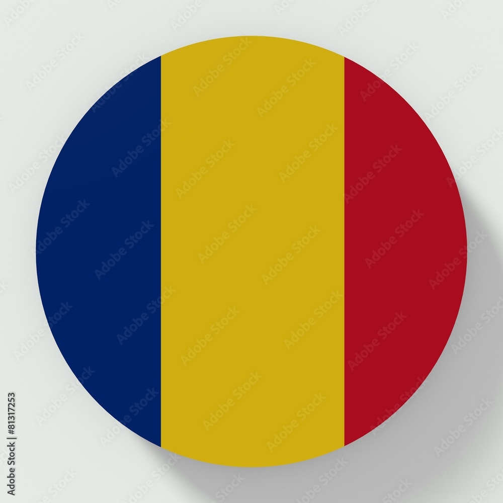 Fototapeta premium Button Romania flag isolated on white background