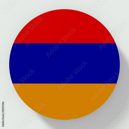 Button Armenia flag isolated on white background